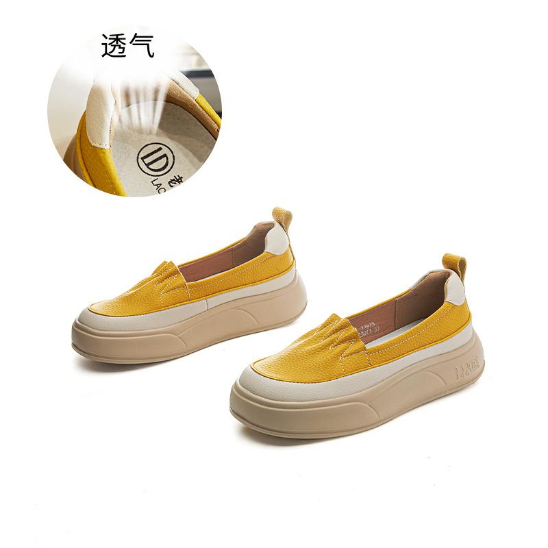 Маленькие белые туфли из кожи с пенопластовой подошвой, лето 2025 года, женские туфли на платформе с одной педалью, универсальные женские мокасины в стиле ретро