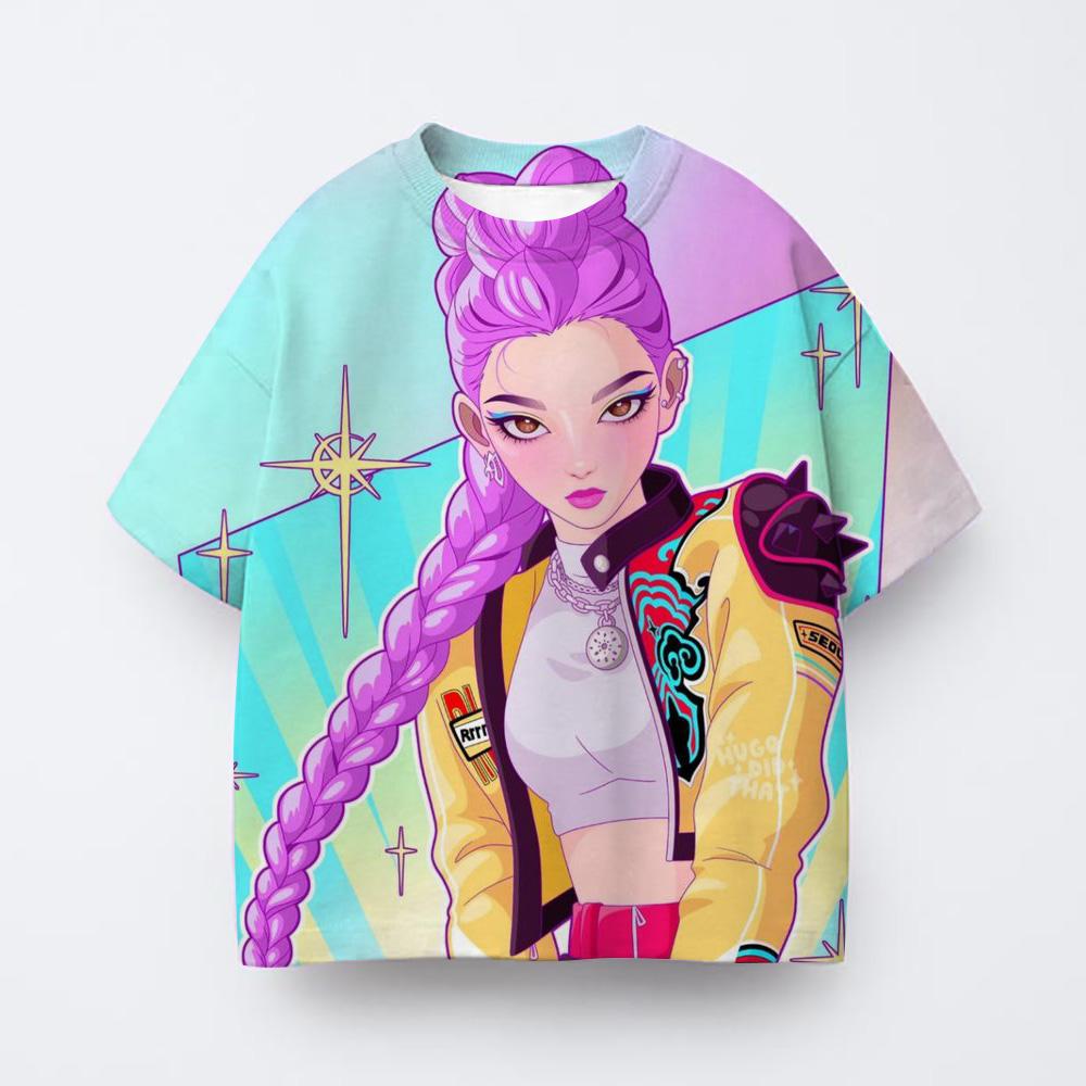 Kids T-shirts Kpop Witch Hunting Group 3D Animal Printed Loose Short Sleeved T-shirt