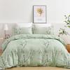 Комплекты пододеяльников Sage Green Floral Queen, 3 предмета, комплект постельного белья с принтом цветов и цветущей сливы, чехлы для одеял с ботаническими ветвями