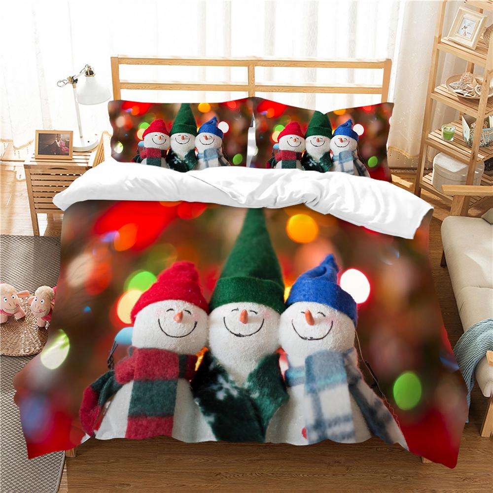 Christmas Deluxe Home Bedding Set Quilt Cover Pillowcase Bedroom Bedding Set Duvet Cover Full Size Bedspread