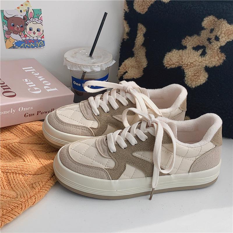 Зимние кроссовки женские короткие плюшевые теплые повседневные туфли дизайнерский бренд весна новые высококачественные парусиновые туфли на платформе вулканизированные женские