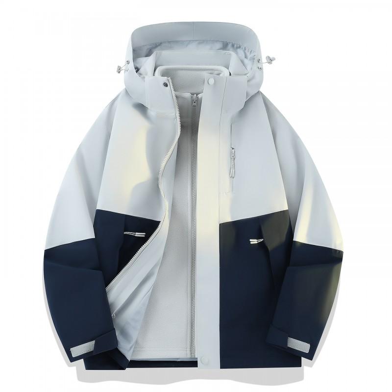Men Women Waterproof Windproof Outdoor Shell Jacket With Removable Down Insulated Liner 3-in-1 Hooded 2-Piece Set Hiking