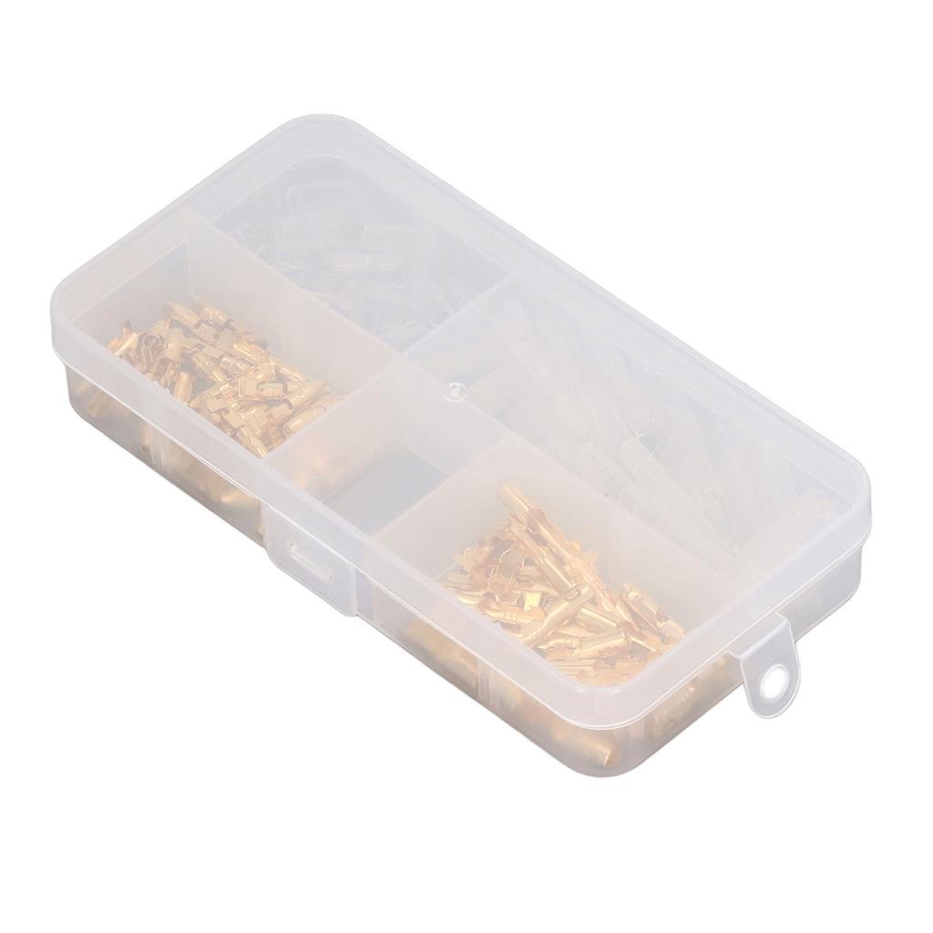 120Pcs Motorcycle Connector Kit Electrical Crimp Terminal Wiring Bare Male Female with Insulation Cover 3.5mm Gold