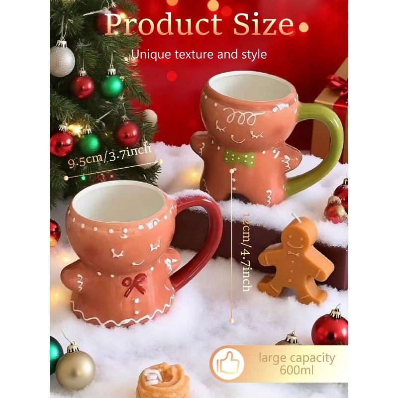 Милая кружка в виде пряничного человечка | Рождественская праздничная керамическая кружка для горячего какао и кофе