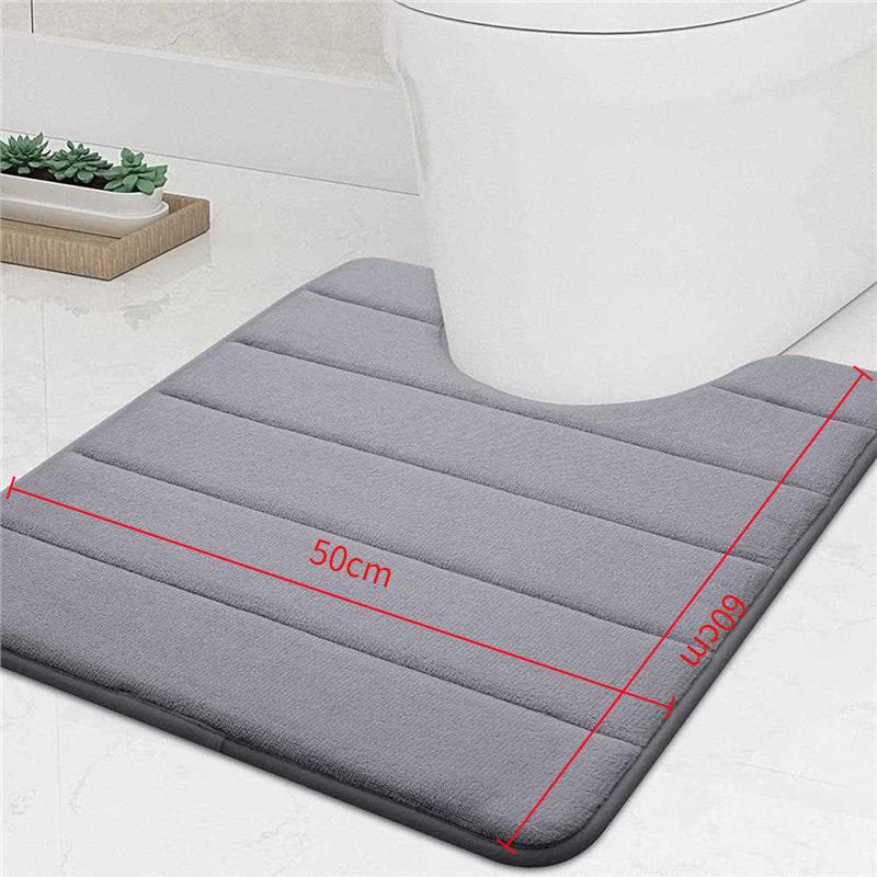 §Memory Foam U-Shaped Toilet Mat Anti-Skid Super Absorbent Bathroom Carpet Bath Mat For Bathroom Decor