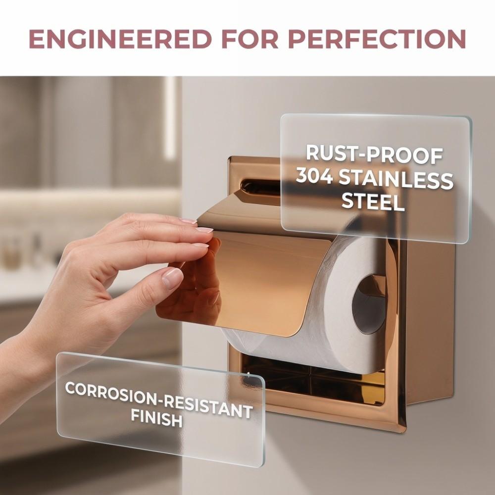 Stainless Steel Paper Towel Holder Rose Gold Toilet Paper Dispenser Bathroom Kitchen Washroom