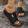 Summer Women's Sandals 2025 Summer Fashion Wedge Solid Color Round Head Casual Comfortable Women‘s Slippers Size 36-43