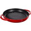 Staub Pure Grill Round Cherry 22cm Grill & Frying Pan, Double-Handled, Cast Iron, Enamel, Induction Compatible [Official Japanese Product] 40511-524