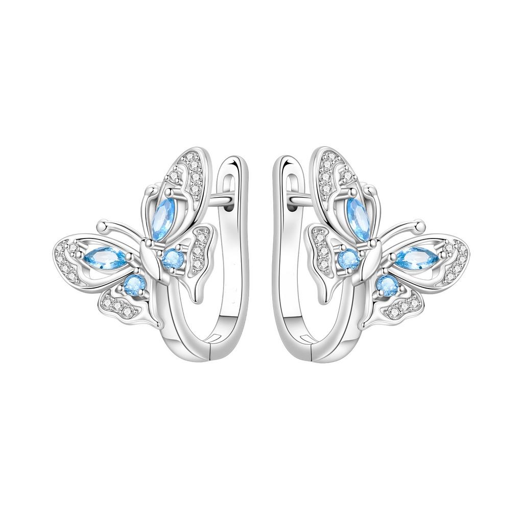 S925 Silver Exquisite Butterfly Hoop Earrings With Sparkling Zircon Dragonfly Design Elegant And Versatile Accessory
