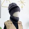 Fashion Lady Thick Rex Rabbit Fur Hat Winter Knitted 100% Natural Fur Hats Scarves Sets Women Warm Real Rex Rabbit Fur Scarves