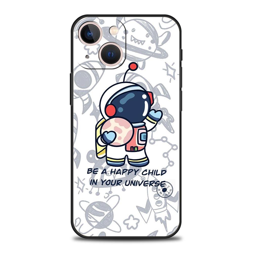 Мультяшный милый чехол-накладка Космонавт для iPhone 17 16 15 14 13 12 Pro Max 11 Pro Max 17 AIR Plus Ударопрочный мягкий корпус из ТПУ