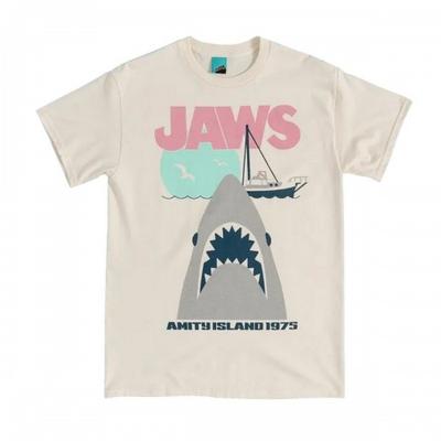 Jaws Унисекс Хлопковая футболка с акулой для взрослых