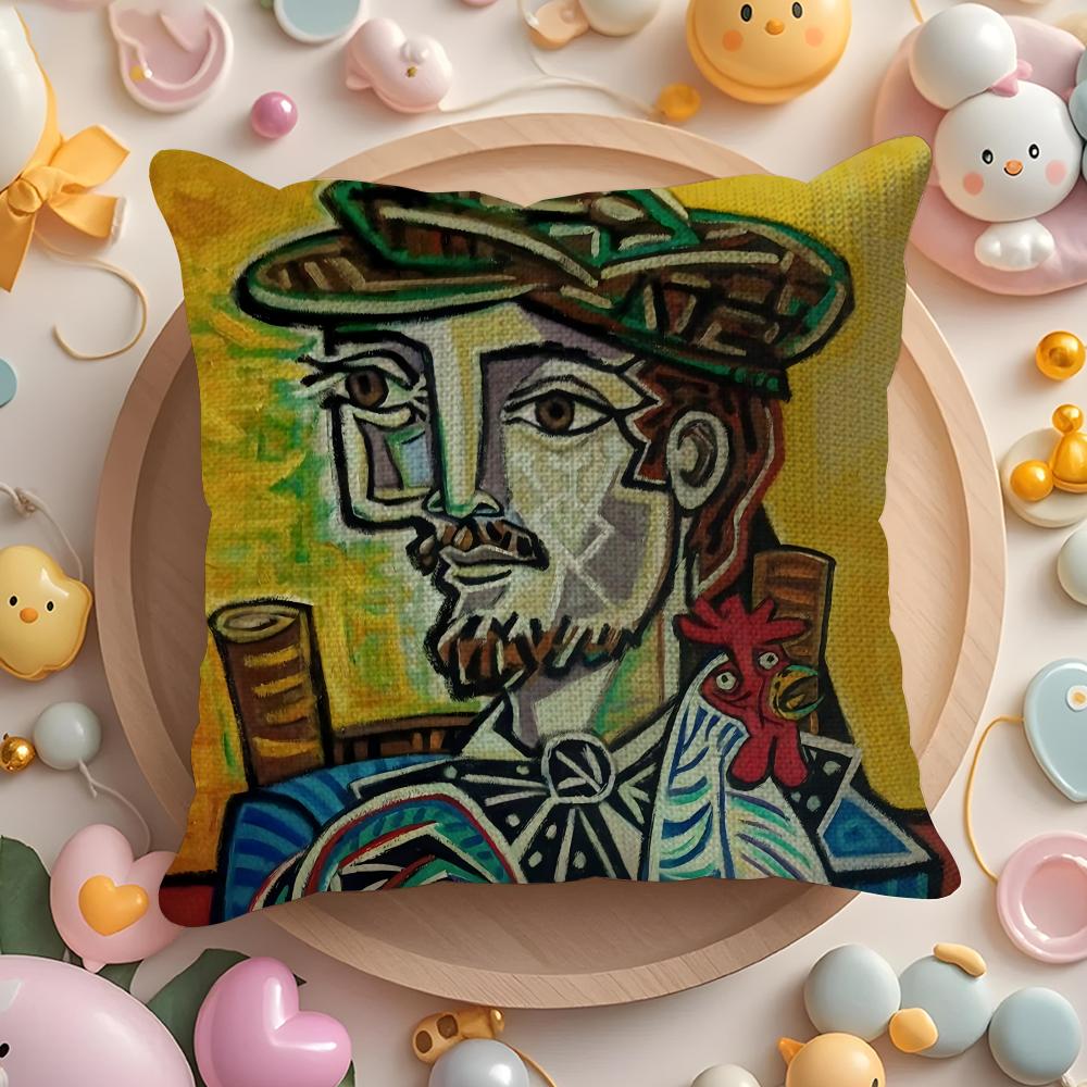 P-Picasso Масляный Кушон Чехол Лен Органическая Ткань Двусторонний Принт Дышащая Наволочка Диван Домашний Декор Подарок