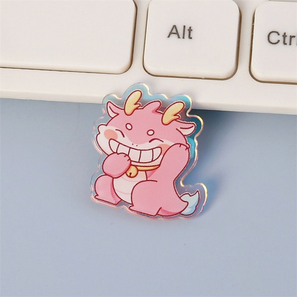 Flying Dragon Cartoon Dragon Brooch Lapel Pin Year Badge Pins Laser Acrylic Brooch  School Bag