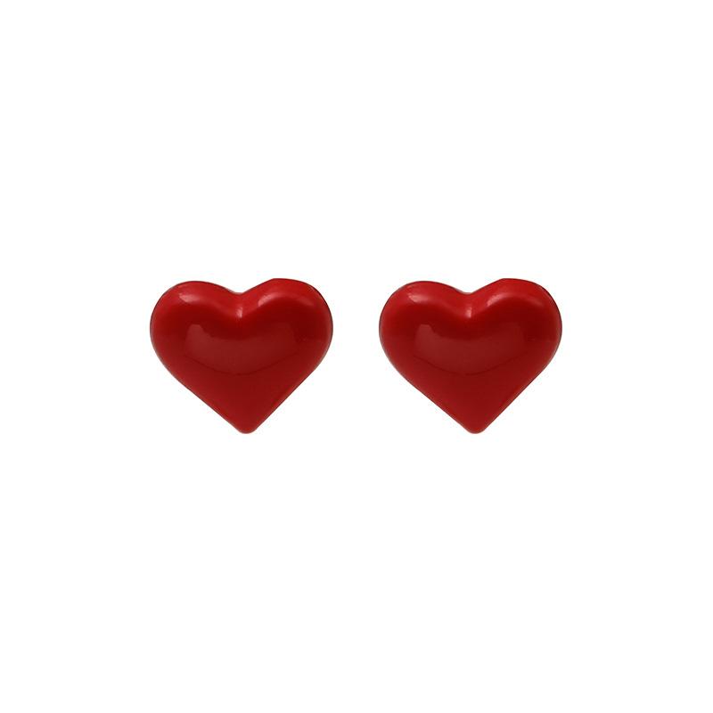 Cute Love Stud Earrings Three-Dimensional Peach Heart Stud Earrings Simple Jewelry Stud Earrings