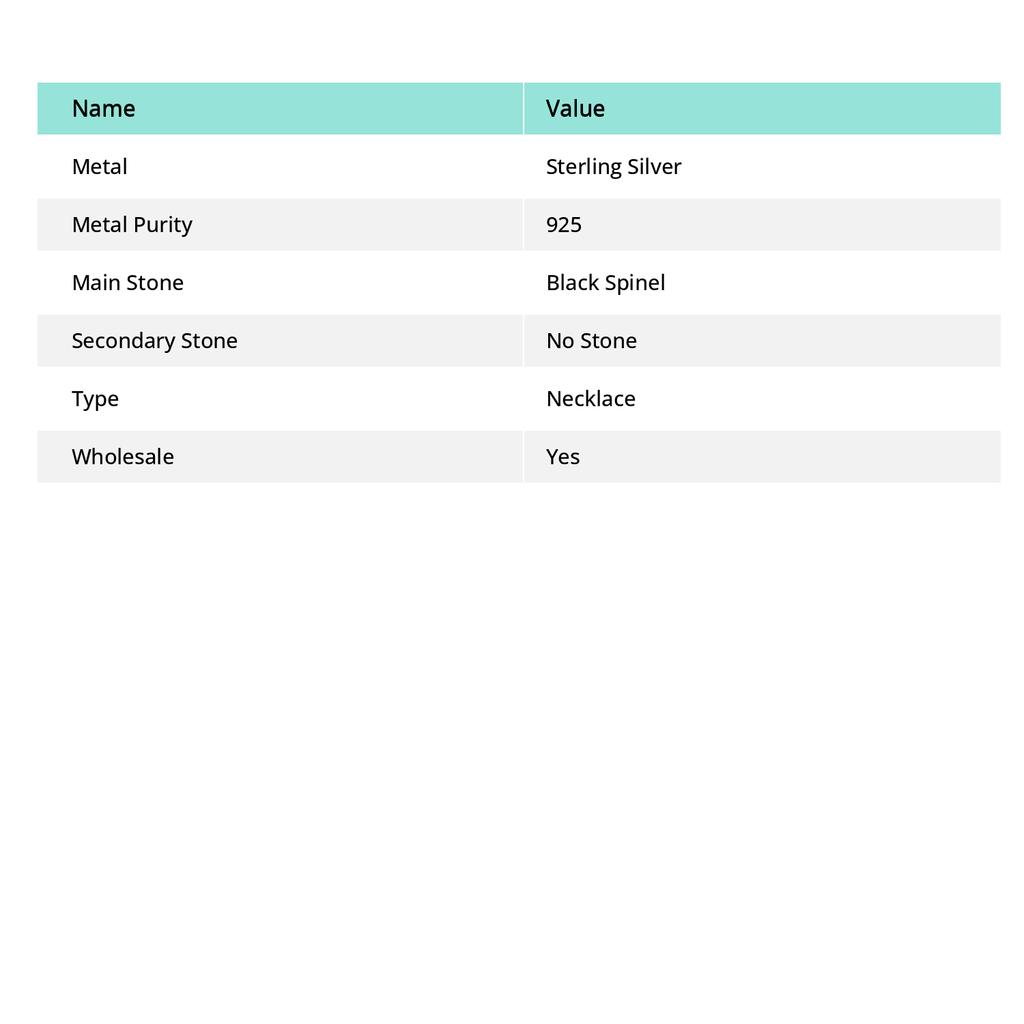 Black Spinel Handmade 925 Sterling Silver Jewelry Necklace 18" J7h07