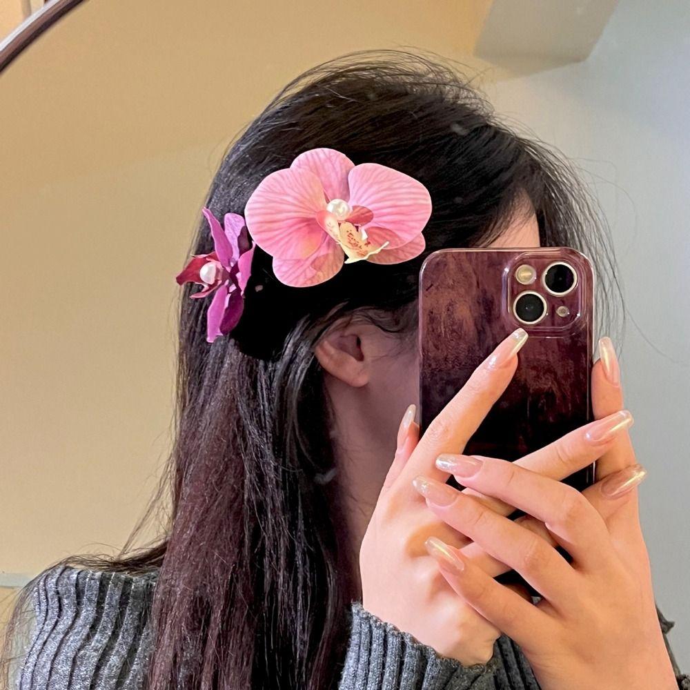 Pearl Orchid Flower Hairpin Butterfly Orchid Girl Hair Clip Sweet Flower Hair Clip Girl