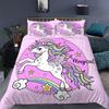 Unicorn Duvet Cover Set King Queen Size Pink 3D Print Cute Unicorn Star Rainbow Cloud for Kids Girls Boys Polyester Bedding Set
