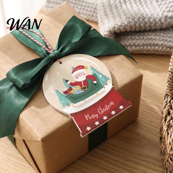 Personalized Wooden Ornaments Crystal Ball Pattern Christmas Ornament, 2D Flat Santa Claus/Christmas Holiday Party Supplies Tree Hanging Decoration