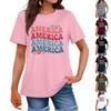 Women's Fashion Independence Day Printed Round Neck Short Sleeved Casual T-shirt Top