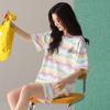 Paibangnu ladies' summer water ripple refreshing and comfortable simple women's pajamas hk