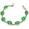 Natural Copper Turquoise Gemstone 925 Sterling Silver TwoTone Bracelet 7-8" M7w02