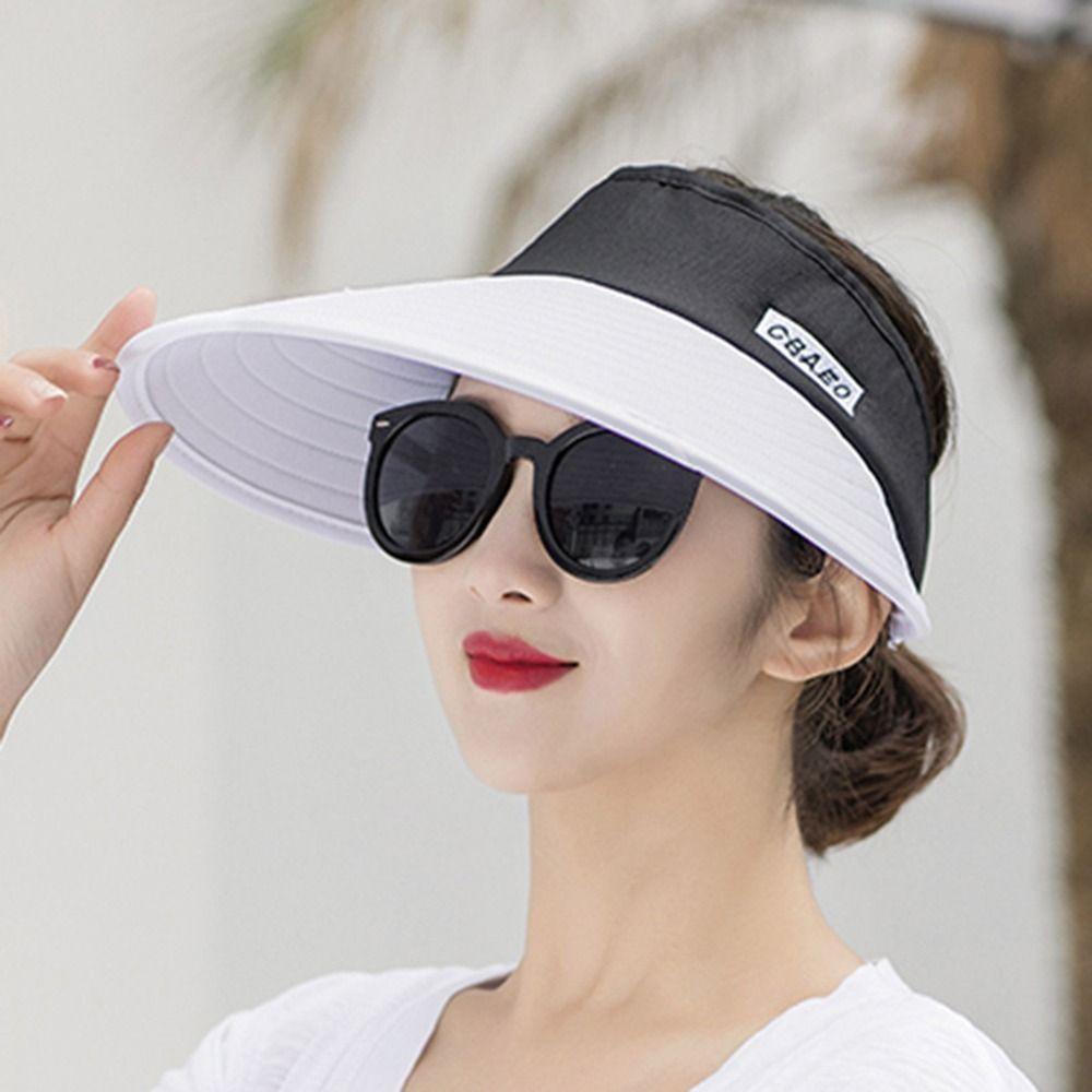 Summer For Women Wide Brim UV Protection Sunscreen Korean Style Hat Empty Top Hat Women Cap Sun Hat