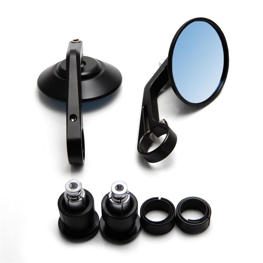 Универсальные круглые мотоциклетные зеркала заднего вида 7/8" на руль, торцевые, хромированные, черные