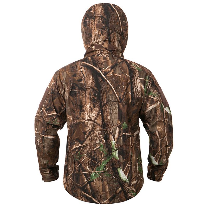Men's Soft Shell Waterproof Camouflage Hunting Jacket Warm Fleece Lined Hooded Camo Hunt Clothes Military Tactical Coat Outdoor Windbreaker US Size