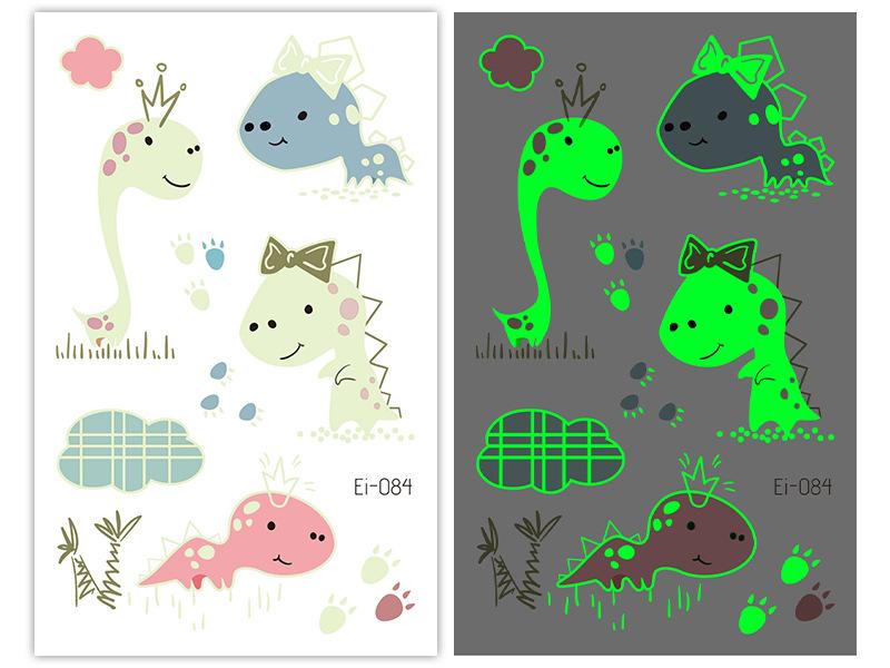 Новые светящиеся наклейки-тату динозавра, детские забавные светящиеся наклейки с героями мультфильмов, наклейки-татуировки