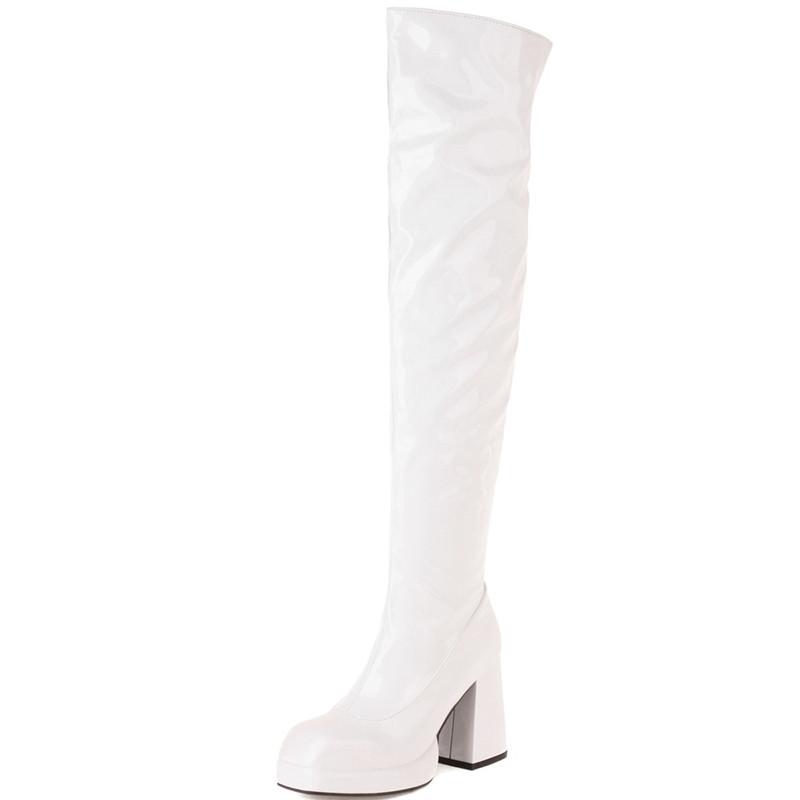 Sexy Thigh High Boots For Women Sexy Patent Fetish Party Shoes Lady Heels Over the Knee Boots Red Black Red Winter Long Shoe