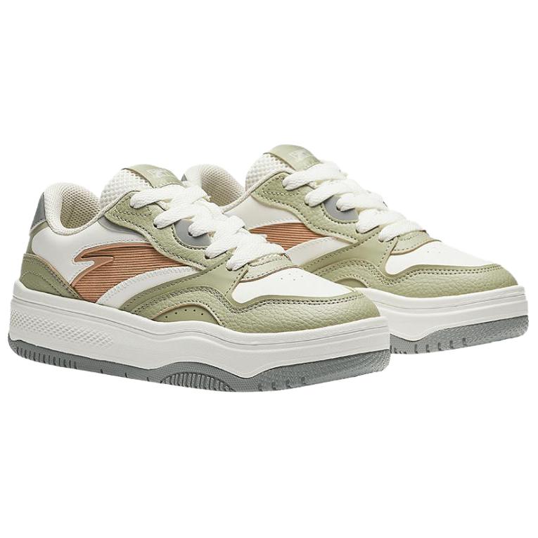 Anta Street Fun 2 Trendy Casual Non-Slip Wear-Resistant Height-Increasing Low-Top Skate Shoes Women Sneaker White Green 922518077-8