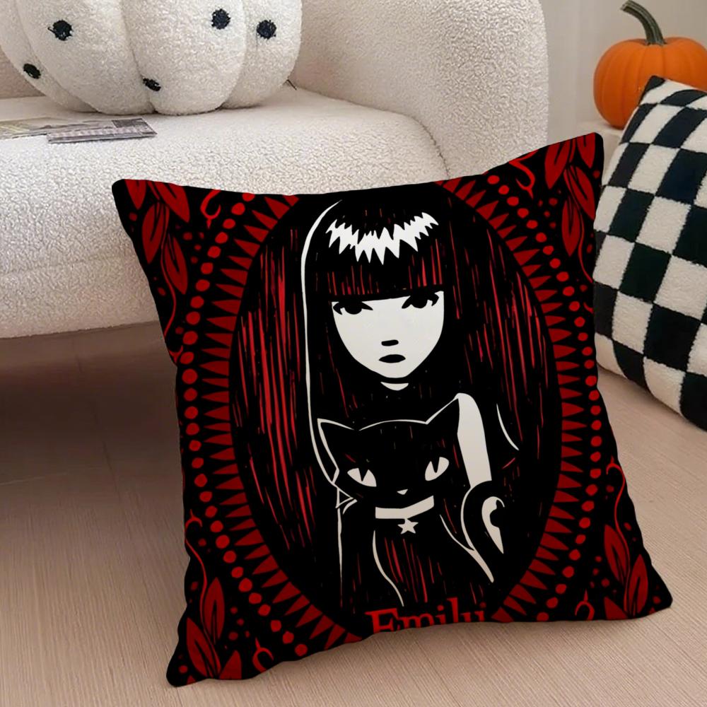 Mysterious Cool Comic EEmily The Strange Cushion Cover Throw Pillow Cover Hidden Button Durable Polyester Chair Cushion
