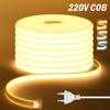 220V Dimmable COB LED Neon Strip Light Dimmer Switch Plug Kit Waterproof 288 LED Flex Tube Lamp Hight Bright Warm/Natural White