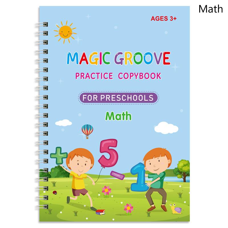 1/4 шт. Волшебная тетрадь для практики, ручка для дошкольников, каллиграфия, английская версия, бесплатная протирка, детская многоразовая тетрадь для письма