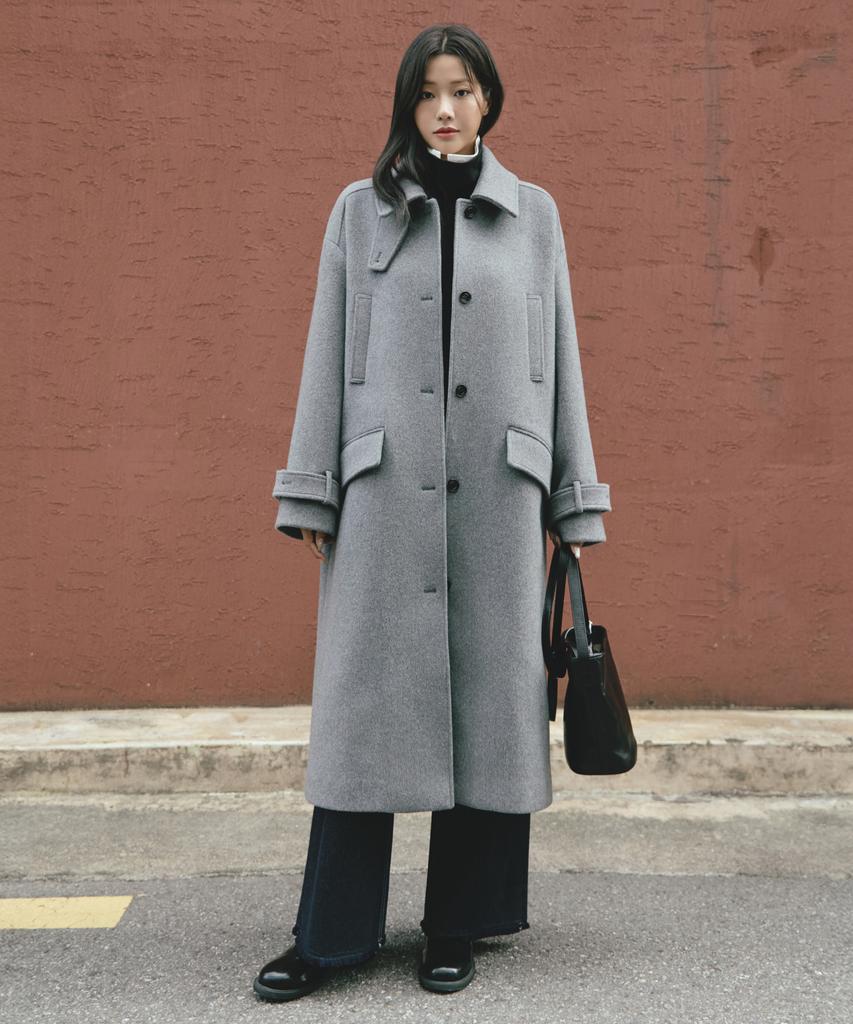 Artid Cashmere Oversized Long Coat_Melange Grey