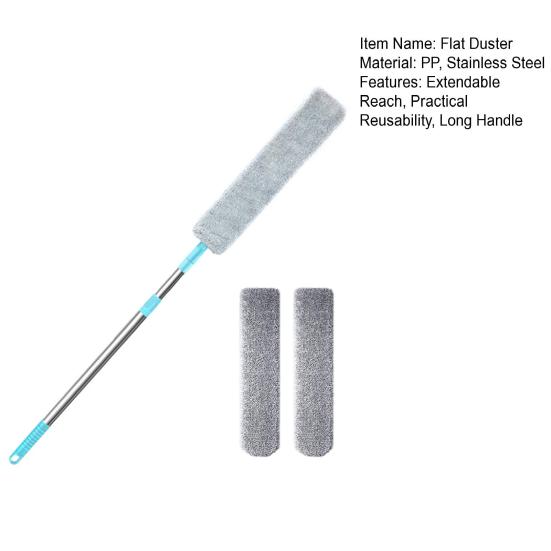Выдвижной инструмент для очистки пыли в щелях с 2 салфетками из микрофибры, длинной ручкой, плоской насадкой для пыли, гибкий аксессуар для удаления пыли
