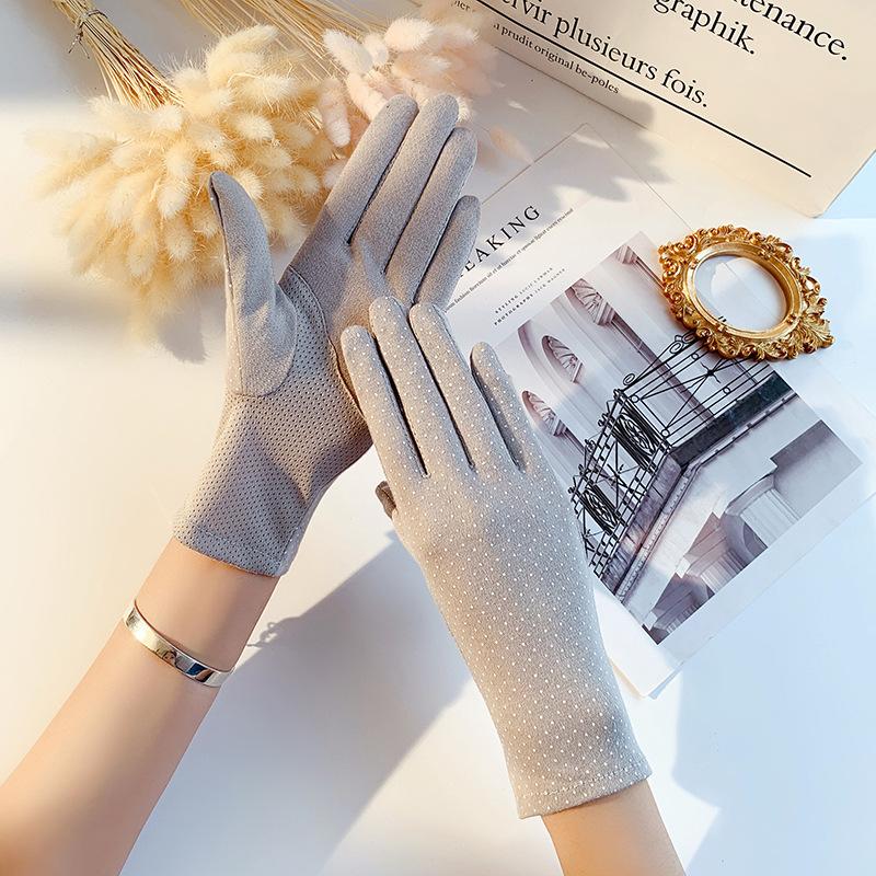 Тонкие женские солнцезащитные летние эластичные короткие из чистого хлопка перчатки