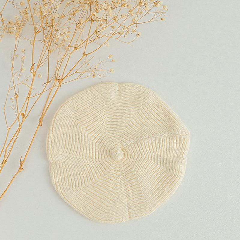 Милый детский берет, универсальная однотонная шерстяная шапка для новорожденных, шапка художника, теплая шапка с тыквой для маленьких мальчиков и девочек, повседневный чепчик