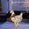 Luminous Chicken with Scarf Holiday Decoration, LED Christmas Outdoor Decoration, Christmas Garden Art with Lights