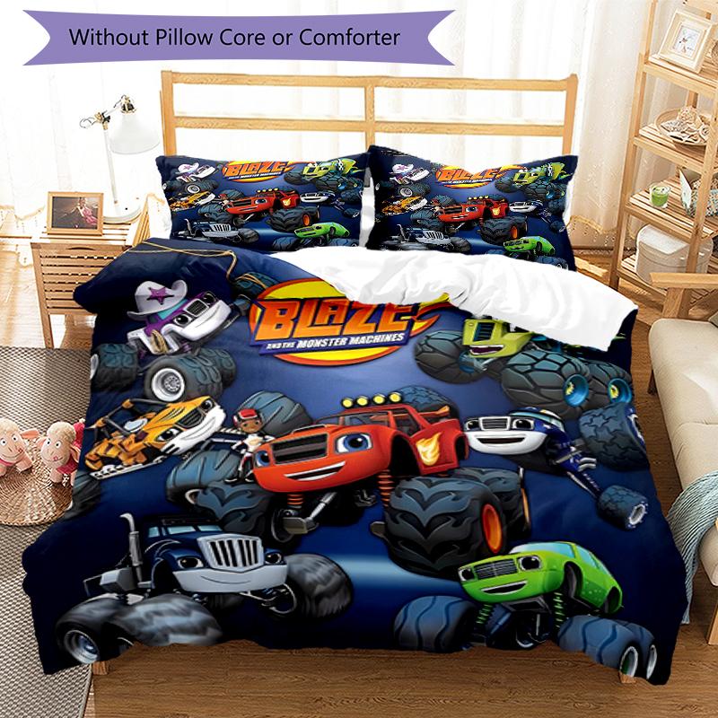 3pcs Blaze and the Monster Machines (3) Design Cover Set - HD Printed Bedding with 1 Cover and 2 Pillowcases - Perfect for Home and Dorm Decor