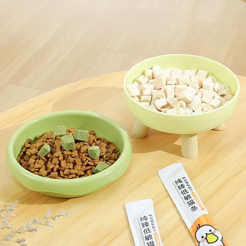 Plastic Donut-shaped 4-corner Anti-neck Spine Cat Bowls With Raised Stand Cat Small Dog Food Water Bowls Nonslip Pet Feeder Bowl