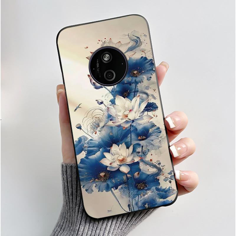Чехол для Nokia 110 4G 2024/HMD 110 4G/Nokia 125 4G 2024, противоударный, мягкий, черный, с рисунком «Черная кошка с корзинкой»