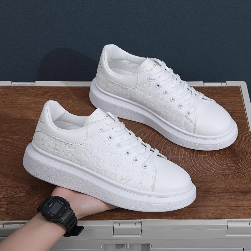 Повседневная обувь мужская 2024 Новое поступление На шнуровке Повседневные кроссовки На платформе Мужская обувь для скейтборда Универсальная Кожа Толстая подошва Обувь на платформе