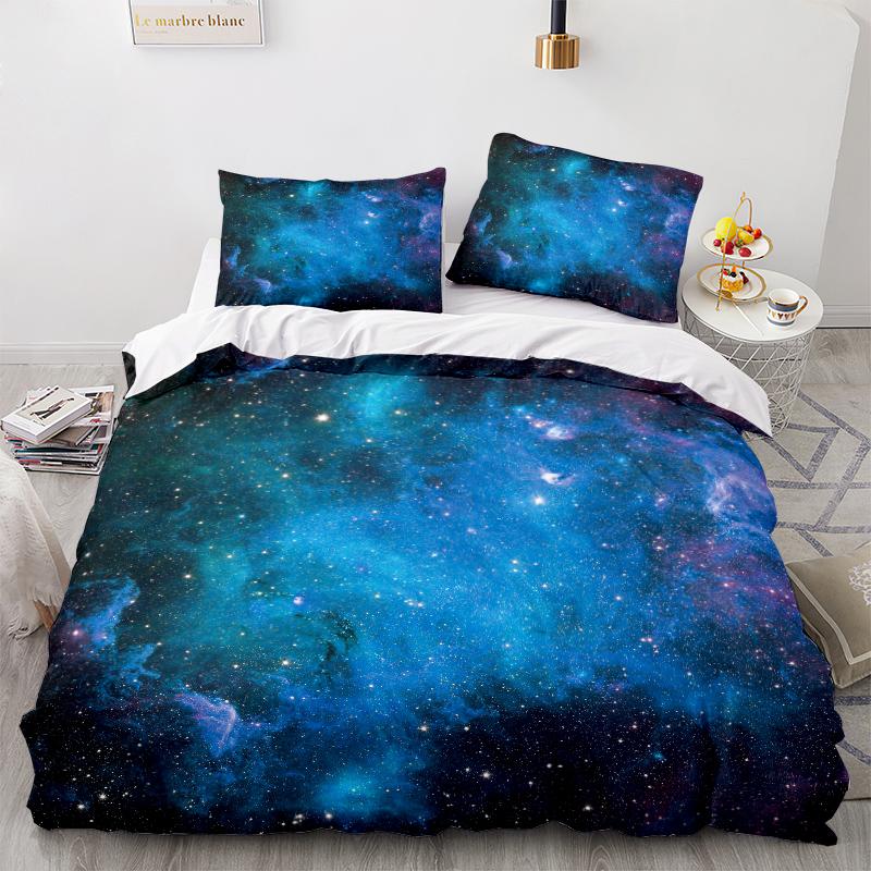 3D Home Bedding Universe Star Sky Quilt Cover Queen King Full Size Twin Planet Print Adult Children's Quilt Cover and Pillowcase Bedding
