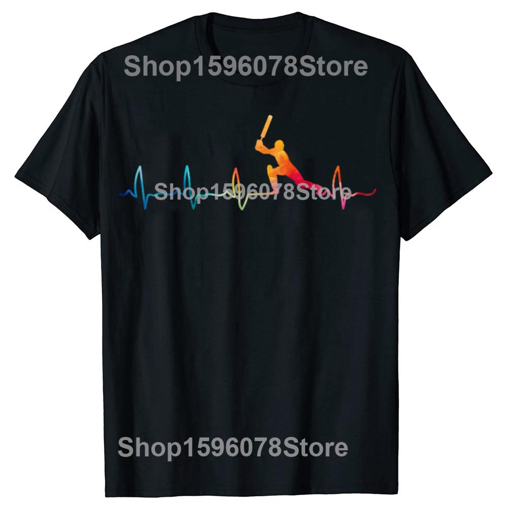 Крикет Игрок Сердцебиение Любитель Игр Молодежь Мужчины Мальчики Дети Футболка Унисекс Летняя Уличная Одежда Топы Мужская Одежда Camiseta Hombre