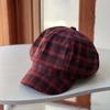 Хлопковая сетчатая кепка-берет из полиэстера, женская восьмиугольная шляпа, винтажная клетчатая кепка-облако, работа