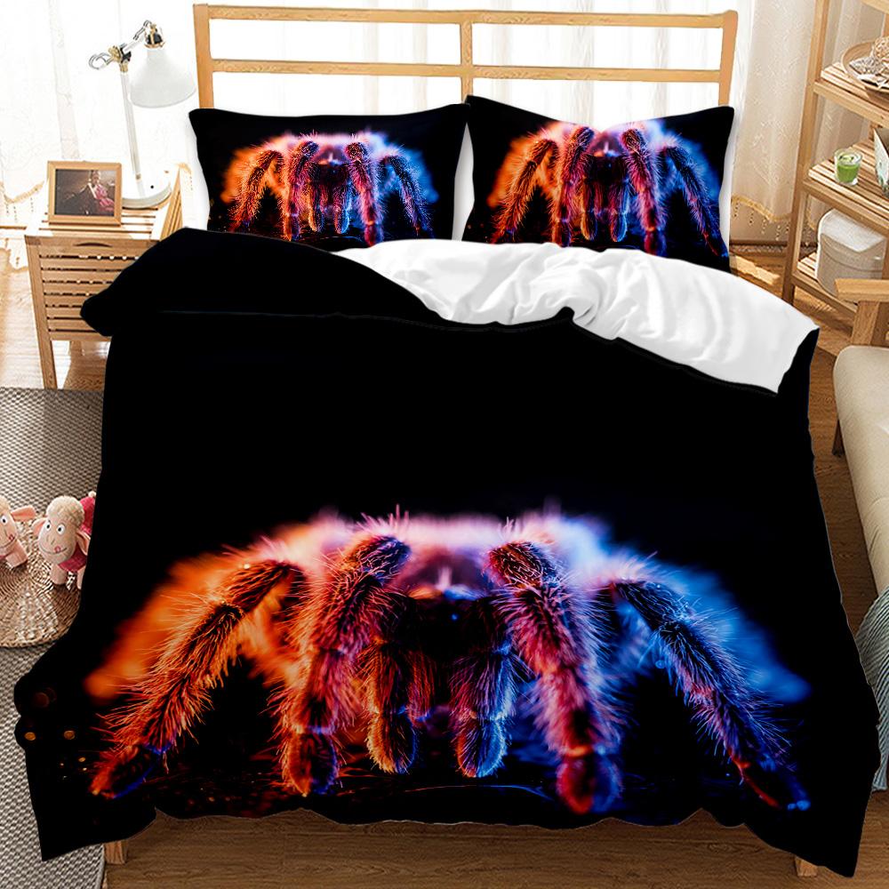 3D Print Microfiber Tarantula Printing Bedding Set - Insect Theme Duvet Cover with Black & Brown Spider