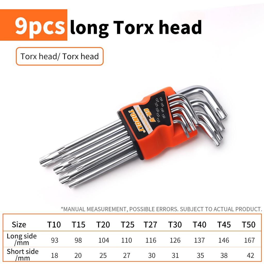Набор шестигранных ключей 9 шт. Шестигранный Универсальный Метрический Длинный Шарообразный Torx L Плоская головка Отвертка Гаечный ключ Инструмент для ремонта автомобиля Короткий рычаг