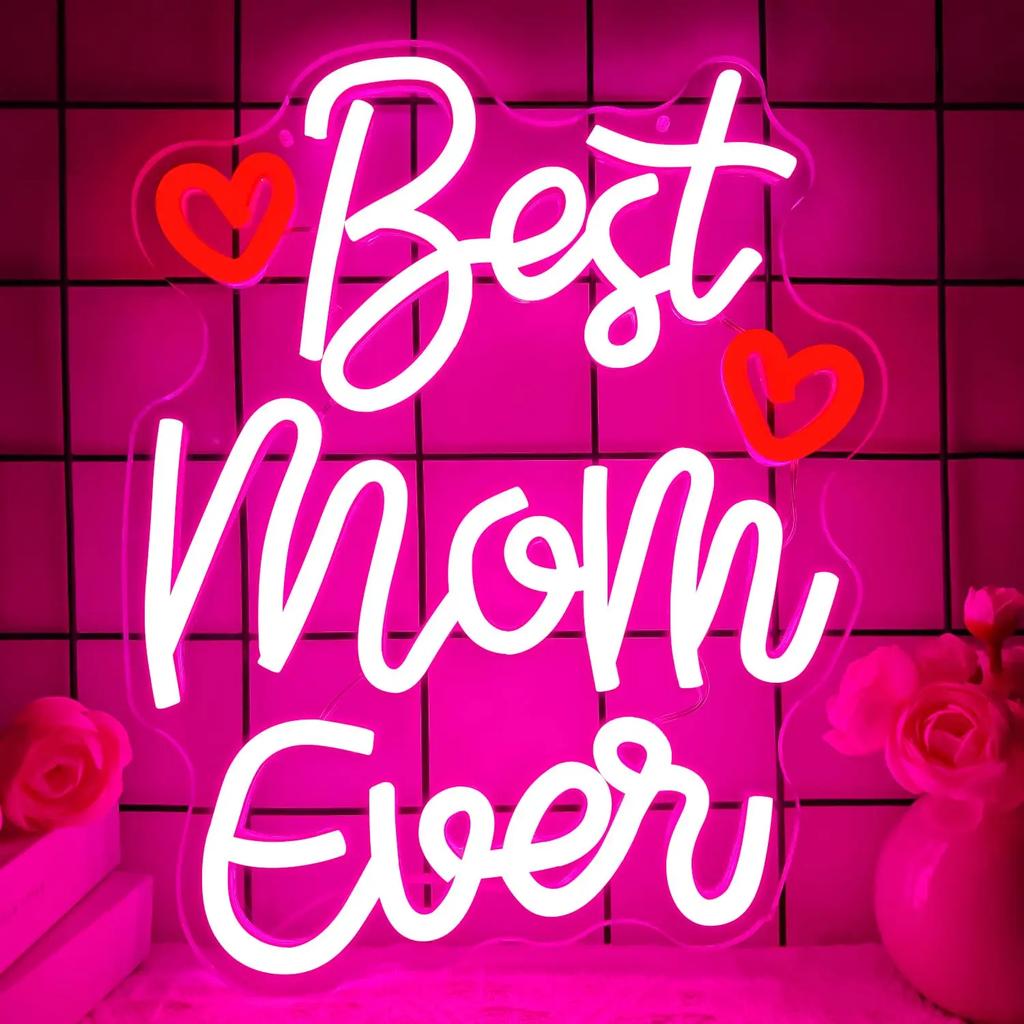 Mothers Day Neon Sign Best Mom Ever Led Dimmable Happy Mothers Day Best Mom Ever Gifts for Birthday Mother'S Day Decorations